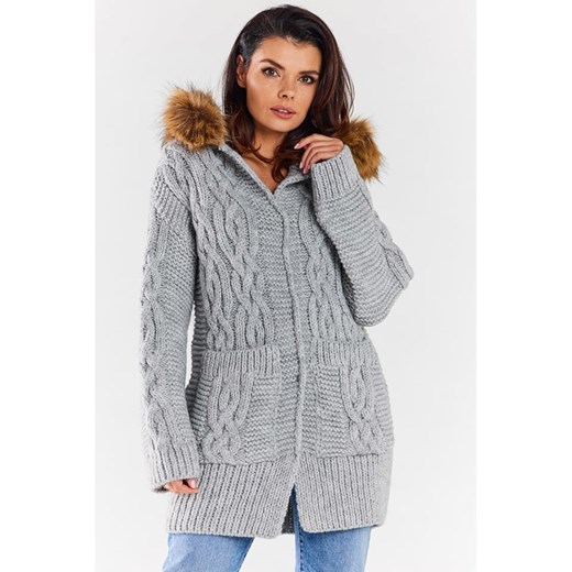 Awama Kardigan w kolorze szarym onesize okazyjna cena Limango Polska