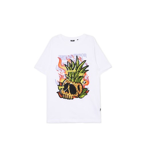 Cropp - Biały T-shirt z grafiką - biały Cropp L Cropp