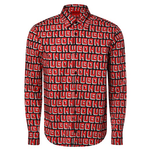 HUGO Koszula męska - Ermo Mężczyźni Slim Fit Bawełna czerwony wzorzysty ze sklepu vangraaf w kategorii Koszule męskie - zdjęcie 174061096