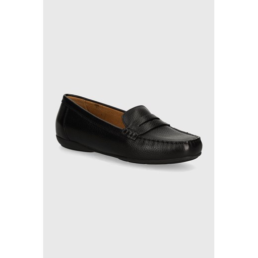 Geox mokasyny skórzane D ANNYTAH MOC damskie kolor czarny na płaskim obcasie D46BMA 00046 C9999 ze sklepu ANSWEAR.com w kategorii Mokasyny damskie - zdjęcie 174062978