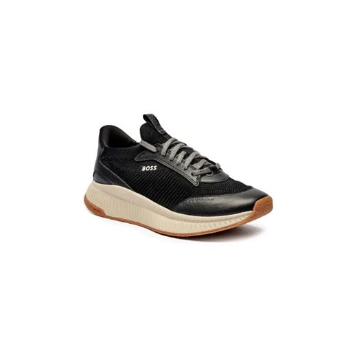 Buty sportowe męskie BOSS HUGO czarne ze skóry