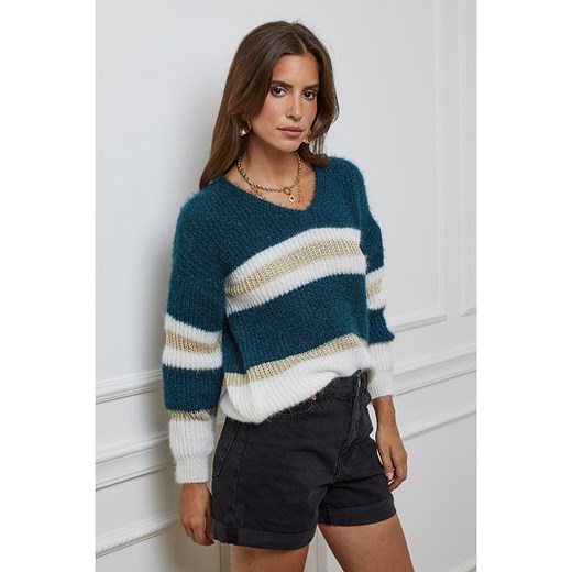 L&apos;armoire de Suzette Sweter w kolorze morsko-białym L'armoire De Suzette 36/38 promocja Limango Polska