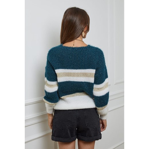 L&apos;armoire de Suzette Sweter w kolorze morsko-białym L'armoire De Suzette 36/38 promocyjna cena Limango Polska