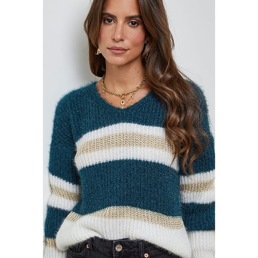 L&apos;armoire de Suzette Sweter w kolorze morsko-białym L'armoire De Suzette 36/38 Limango Polska okazyjna cena