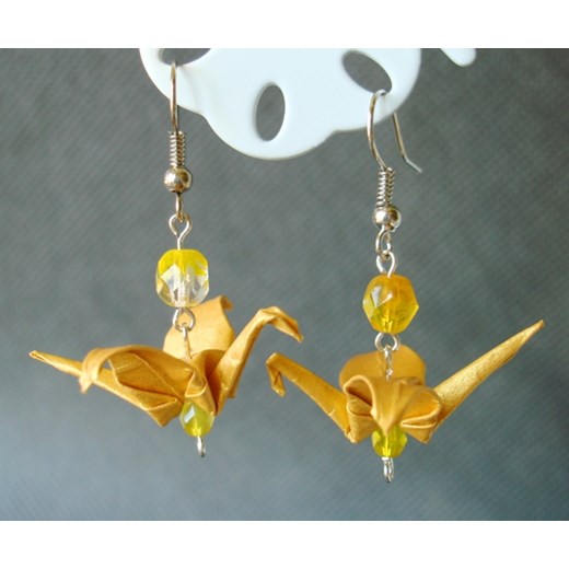 Kolczyki origami Metallic Żurawie szczęścia mybaze-com szary jesień