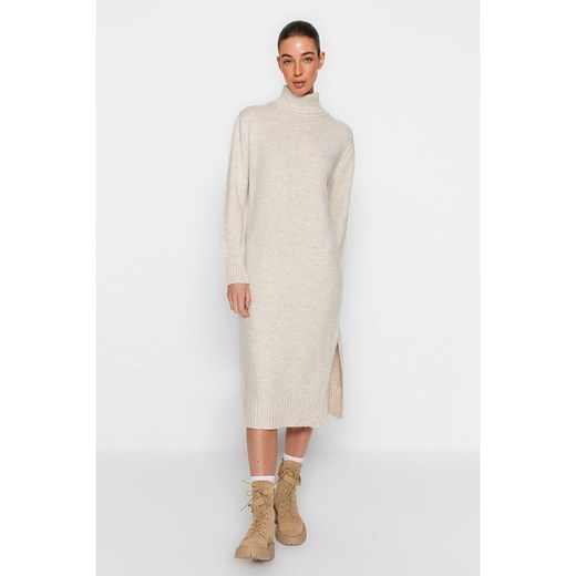 trendyol Sukienka dzianinowa w kolorze beżowym Trendyol S promocja Limango Polska