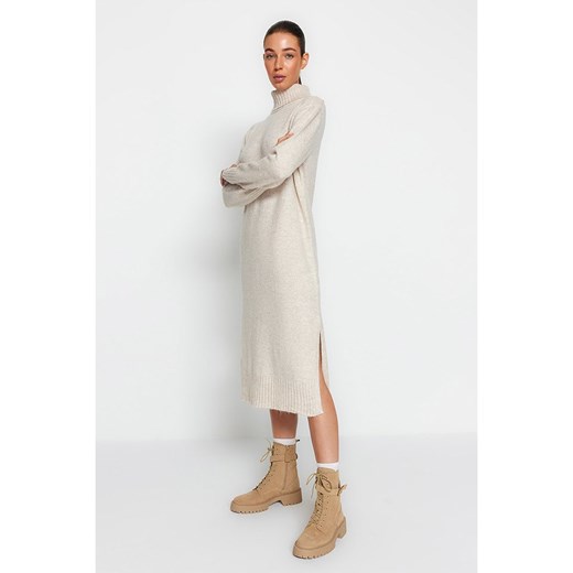 trendyol Sukienka dzianinowa w kolorze beżowym Trendyol S promocja Limango Polska