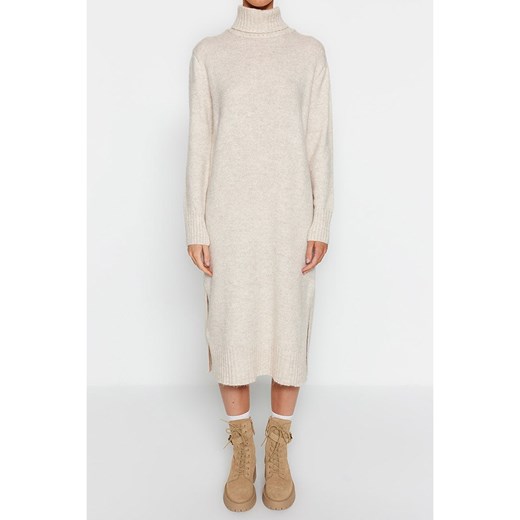trendyol Sukienka dzianinowa w kolorze beżowym Trendyol S okazyjna cena Limango Polska