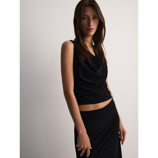 Reserved - Bluzka z lejącym dekoltem - czarny ze sklepu Reserved w kategorii Bluzki damskie - zdjęcie 174070168
