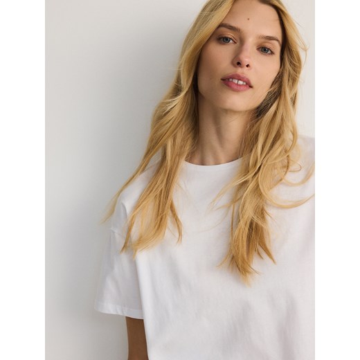 Reserved - Bawełniany t-shirt - biały Reserved L Reserved