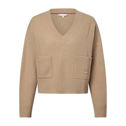 Tommy Hilfiger Sweter damski Kobiety Wełna beżowy jednolity ze sklepu vangraaf w kategorii Swetry damskie - zdjęcie 174072459