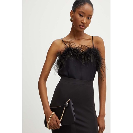 Twinset top kolor czarny gładka 242TP2453 ze sklepu ANSWEAR.com w kategorii Bluzki damskie - zdjęcie 174072817