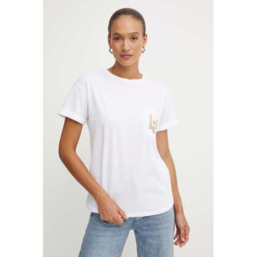 Liu Jo t-shirt bawełniany damski kolor biały WF4177 JS923 ze sklepu ANSWEAR.com w kategorii Bluzki damskie - zdjęcie 174073078