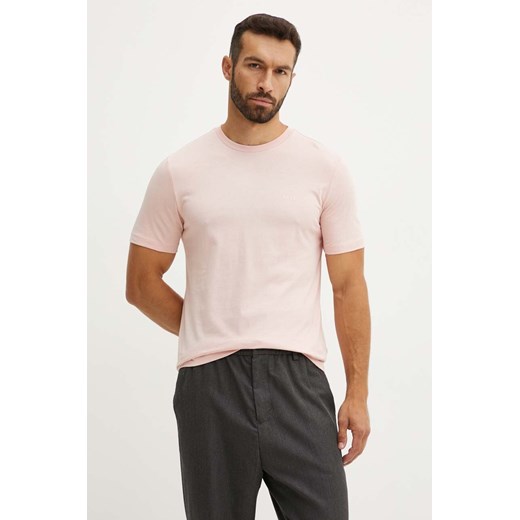 BOSS t-shirt bawełniany męski kolor różowy gładki 50468347 ze sklepu ANSWEAR.com w kategorii T-shirty męskie - zdjęcie 174073179