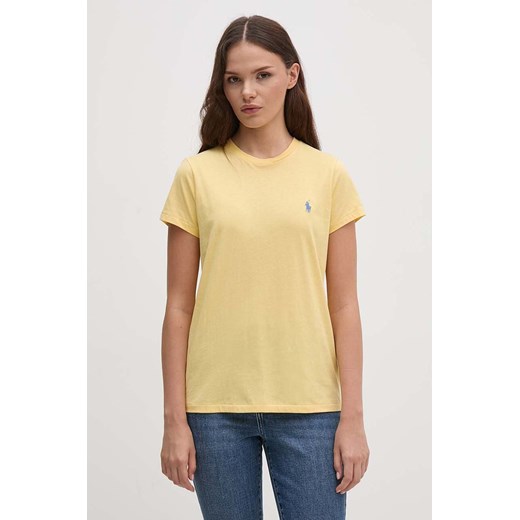 Polo Ralph Lauren t-shirt bawełniany kolor żółty 211898698 ze sklepu ANSWEAR.com w kategorii Bluzki damskie - zdjęcie 174073198