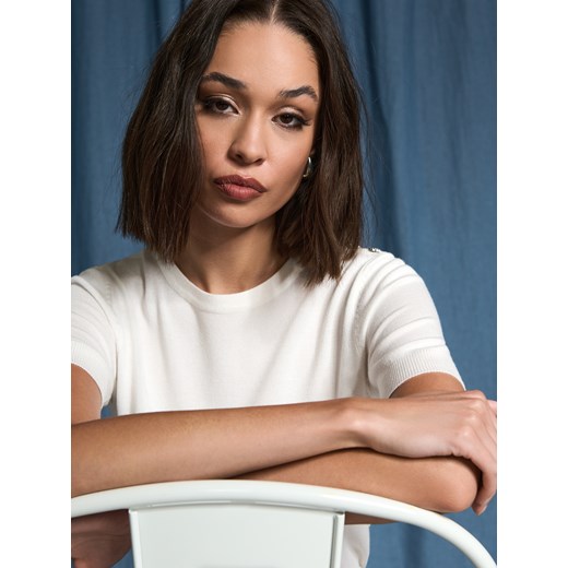 Sinsay - Sweter z krótkim rękawem - kremowy Sinsay XS Sinsay