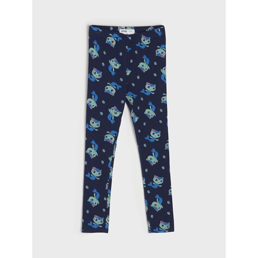 Sinsay - Legginsy Koci domek Gabi - granatowy Sinsay 116 Sinsay