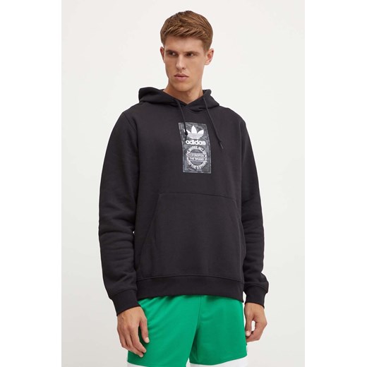 adidas Originals bluza męska kolor czarny z kapturem z nadrukiem IZ2513 ze sklepu ANSWEAR.com w kategorii Bluzy męskie - zdjęcie 174083269