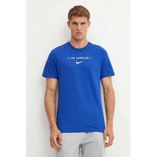 Nike t-shirt bawełniany Los Angeles Dodgers męski kolor niebieski z nadrukiem ze sklepu ANSWEAR.com w kategorii T-shirty męskie - zdjęcie 174083797