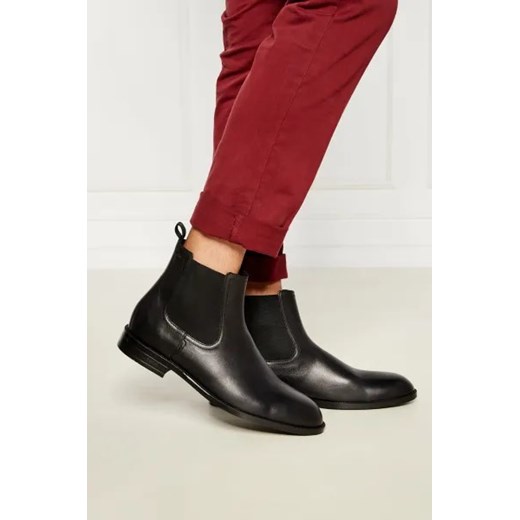 Buty zimowe męskie BOSS HUGO ze skóry eleganckie