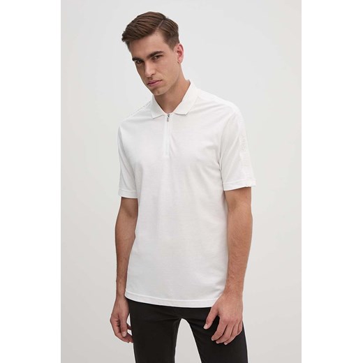 Armani Exchange polo bawełniane kolor biały z aplikacją 6DZFLC ZJM5Z ze sklepu ANSWEAR.com w kategorii T-shirty męskie - zdjęcie 174086806