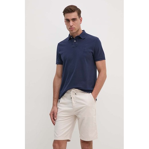 Polo Ralph Lauren polo bawełniane kolor granatowy gładki 710938137 ze sklepu ANSWEAR.com w kategorii T-shirty męskie - zdjęcie 174086816