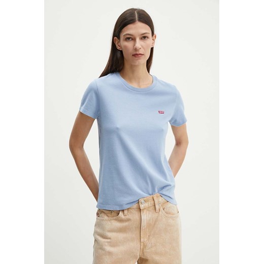 Levi&apos;s t-shirt bawełniany damski kolor niebieski ze sklepu ANSWEAR.com w kategorii Bluzki damskie - zdjęcie 174087196