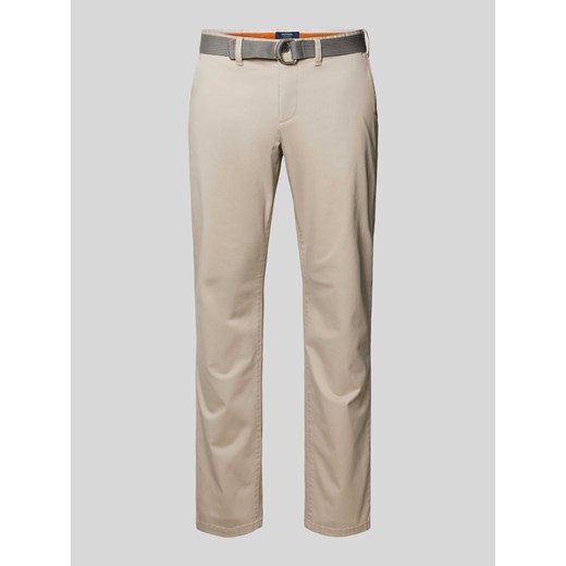 Chinosy o kroju slim fit z paskiem ze sklepu Peek&Cloppenburg  w kategorii Spodnie męskie - zdjęcie 174088667