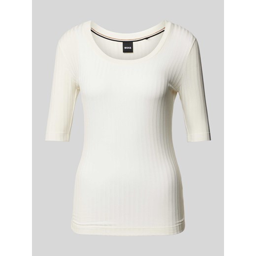 T-shirt z prążkowanym dekoltem w łódkę ze sklepu Peek&Cloppenburg  w kategorii Bluzki damskie - zdjęcie 174088727