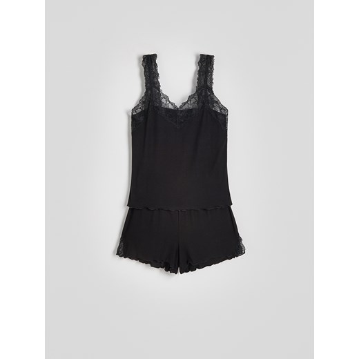 Reserved - Dwuczęściowa piżama z wiskozy - czarny Reserved XXL Reserved