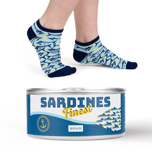 Stopki damskie kolorowe SOXO GOOD STUFF śmieszne sardynki w puszce na prezent ze sklepu Sklep SOXO w kategorii Skarpetki damskie - zdjęcie 174092155