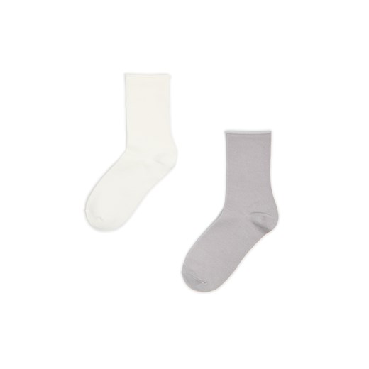 Cropp - 2 pack długich modalowych skarpetek - jasny szary ze sklepu Cropp w kategorii Skarpetki damskie - zdjęcie 174093137