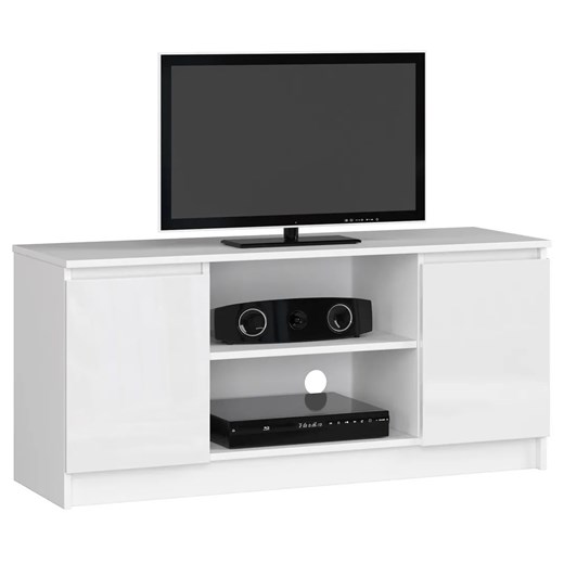 Biała szafka pod telewizor w połysku - Galapi 4X 120 cm ze sklepu Edinos.pl w kategorii Szafki RTV - zdjęcie 174095636