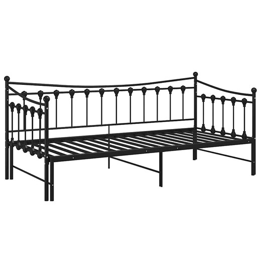 Czarne rozkładane łóżko metalowe 90x200 cm - Sawga ze sklepu Edinos.pl w kategorii Łóżka i materace - zdjęcie 174095755
