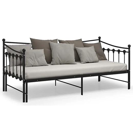 Czarne rozkładane łóżko metalowe 90x200 cm G0-T25 ze sklepu Edinos.pl w kategorii Łóżka i materace - zdjęcie 174095757