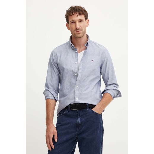 Tommy Hilfiger koszula bawełniana męska kolor granatowy slim z kołnierzykiem button-down MW0MW35769 ze sklepu ANSWEAR.com w kategorii Koszule męskie - zdjęcie 174096066