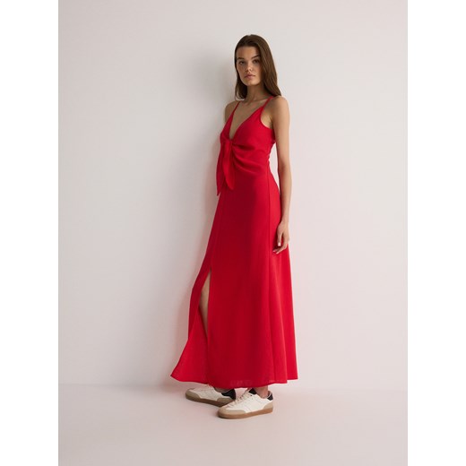 Reserved - Sukienka maxi z ozdobnym wiązaniem - czerwony ze sklepu Reserved w kategorii Sukienki - zdjęcie 174099155