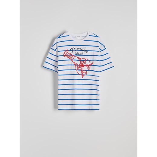 Reserved - T-shirt w paski - wielobarwny Reserved L Reserved
