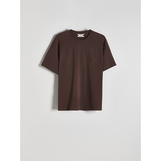 Reserved - T-shirt oversize z haftem - brązowy Reserved L Reserved