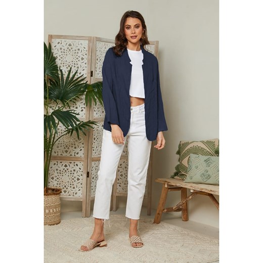 Lin Passion Lniany blezer w kolorze granatowym Lin Passion 40/42 wyprzedaż Limango Polska