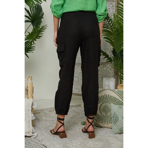 Spodnie damskie Lin Passion czarne z lnu 