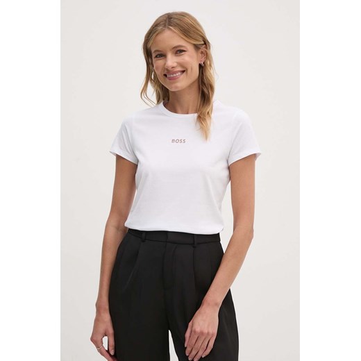 BOSS t-shirt damski kolor biały 50522945 ze sklepu ANSWEAR.com w kategorii Bluzki damskie - zdjęcie 174101395