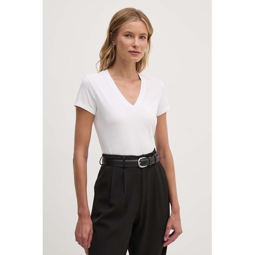 Armani Exchange t-shirt bawełniany damski kolor biały 6DYT01 YJ8QZ ze sklepu ANSWEAR.com w kategorii Bluzki damskie - zdjęcie 174101418