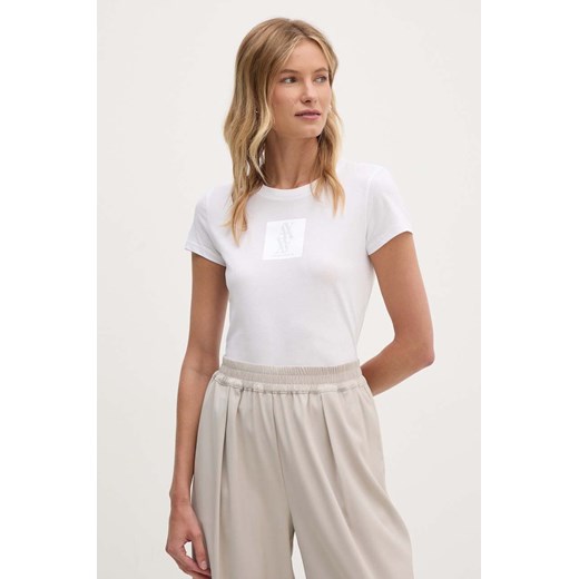 Armani Exchange t-shirt bawełniany damski kolor biały 6DYT03 YJ3RZ ze sklepu ANSWEAR.com w kategorii Bluzki damskie - zdjęcie 174101426