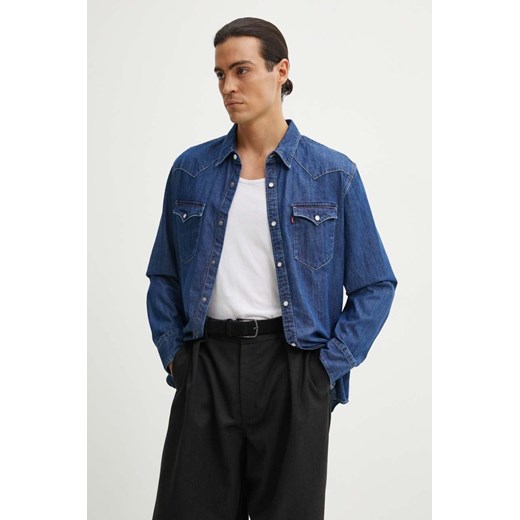 Levi&apos;s koszula bawełniana męska kolor niebieski regular z kołnierzykiem klasycznym ze sklepu ANSWEAR.com w kategorii Koszule męskie - zdjęcie 174101496