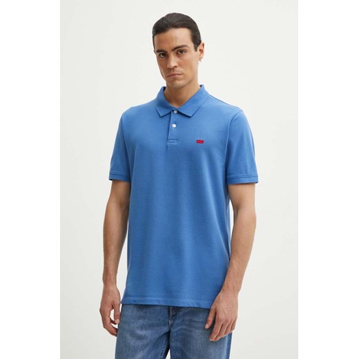 Levi&apos;s polo bawełniane kolor niebieski gładki ze sklepu ANSWEAR.com w kategorii T-shirty męskie - zdjęcie 174101527