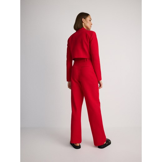 Reserved - Szerokie spodnie z zakładkami i lnem - czerwony Reserved 40 Reserved