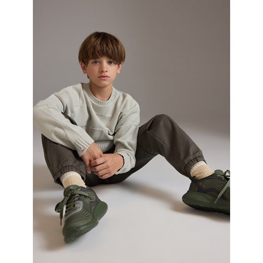 Reserved - Żakardowy sweter oversize - jasnoszary Reserved 134/140 (8-9 lat) Reserved