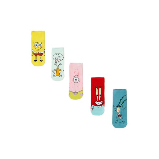 Cropp - 5 pack skarpet SpongeBob - wielobarwny ze sklepu Cropp w kategorii Skarpetki damskie - zdjęcie 174107717