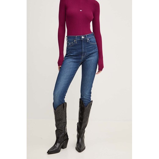 Tommy Jeans jeansy damskie kolor granatowy DW0DW19258 ze sklepu ANSWEAR.com w kategorii Jeansy damskie - zdjęcie 174108527